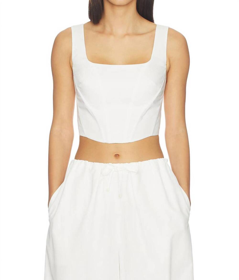 NEW JONATHAN SIMKHAI clio cotton bustier top in white